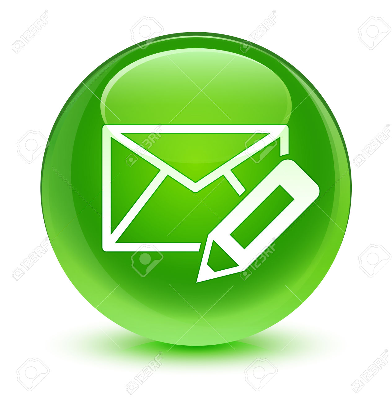 Edit email icon glassy green button
